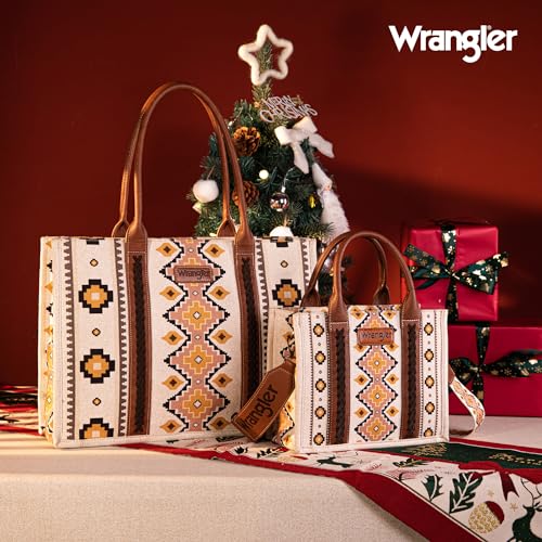 Wrangler Aztec Tote Bag for Women Boho Shoulder Purses and Handbags - color: A Angel White (Guitar Strap)