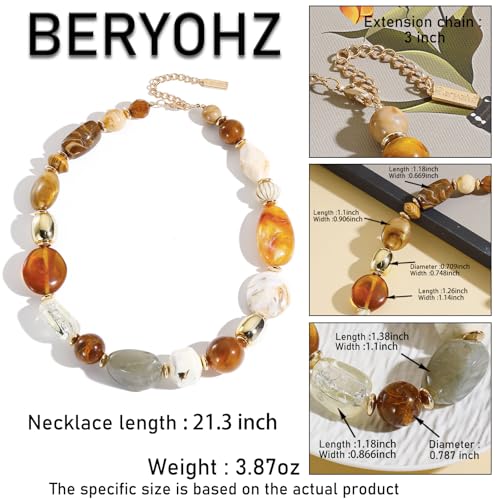Beaded Choker Chunky Necklace for Women Statement Charm Necklace for Party Festive Vacation Gift