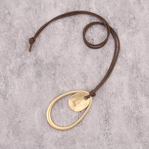 JAOYU Boho Necklace for Women Large Pendant Necklace Boho Long Choker Leather Gold Necklace Vintage Earthy Jewelry Trendy - style: Gold Boho Necklace