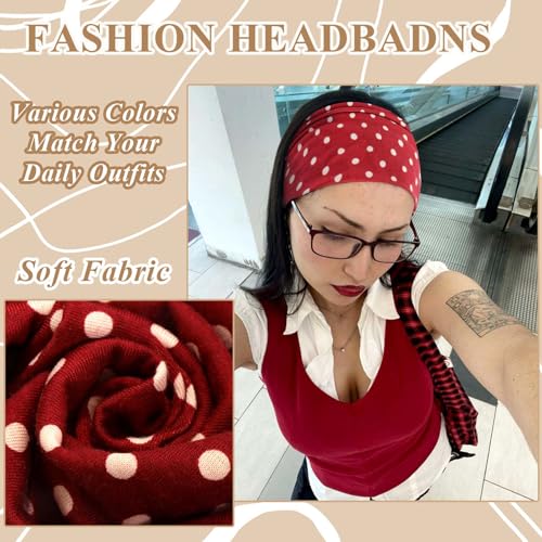 Polka Dot Headbands Wide Head Bands For Women's Hair Wraps Stylish Hairband Red White Black Non Slip Headband Stretchy Yoga Valentine's Day Hair Accessories For Women Valentine's Day Gift - color: Style 147