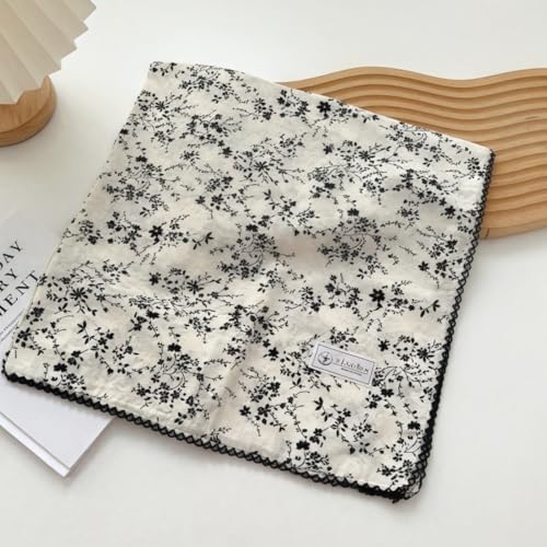 Cotton Bandana,Large Bandanas for Women,Head Coverings for Women,Head Scarf Handkerchief, Square Headband 27" x 27" - color: 27-13-floral-white