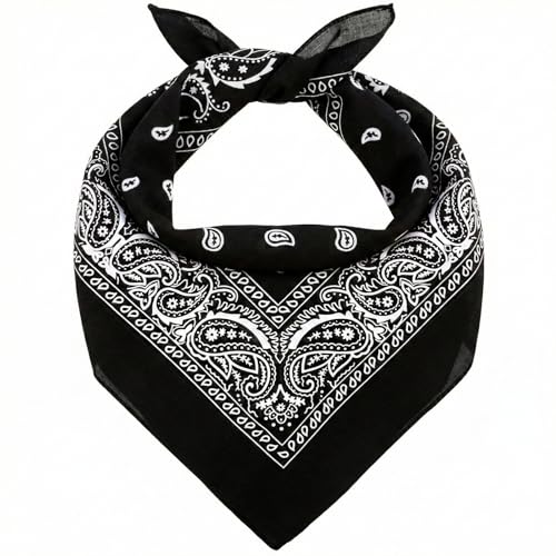 AURAE Bandana – 100% Cotton & Natural Fibers – Bandana Scarf with No Polyester – Soft, Durable & Machine Washable - color: Black