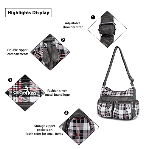 Angel Kiss Crossbody Bags for Women, Ladies Shoulder Handbags and Purses Medium Faux Leather Pocketbooks | Ladies - color: 23white/Grey