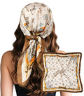 Sumolux Head Hair Scarf for Women Like Satin Silk Scarf Bandana Hair Wrapping Night Large Square Scarves 27.5" - color: Khaki Feather