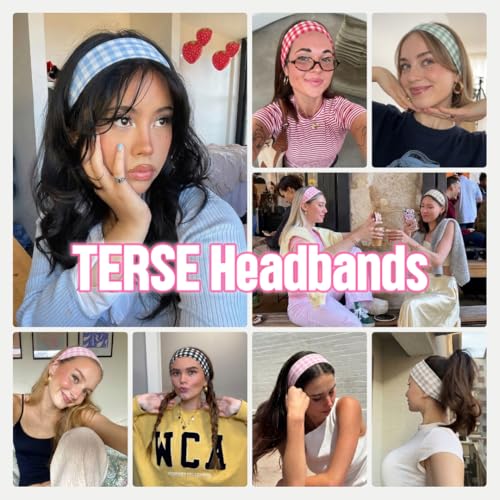 TERSE Plaid Headbands for Women Trendy Hair Accessories: Cute Head Bands for Women's Hair Fashion Hairbands 6PCS - color: Headbands Color- Plaid Print