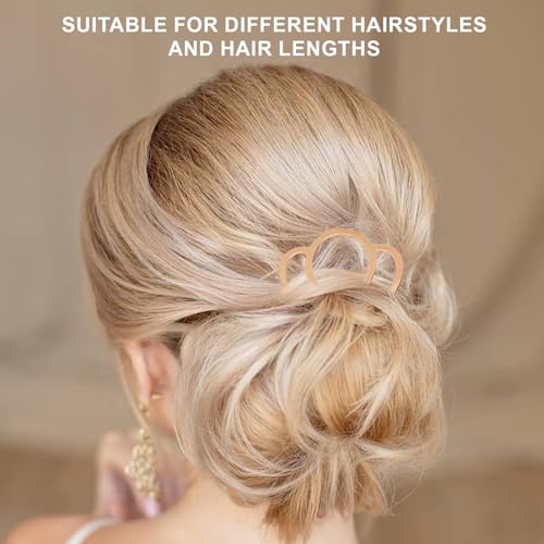 French Hair Pin, 8 PCS Gold Hair Pins for Women Metal Hair Side Combs, French Pins Hair, U Shaped Hair Pins for Buns Updos, French Pins Hair Stick Pin Hair Combs for Styling Hairpin Hair Accessories - color: Gold