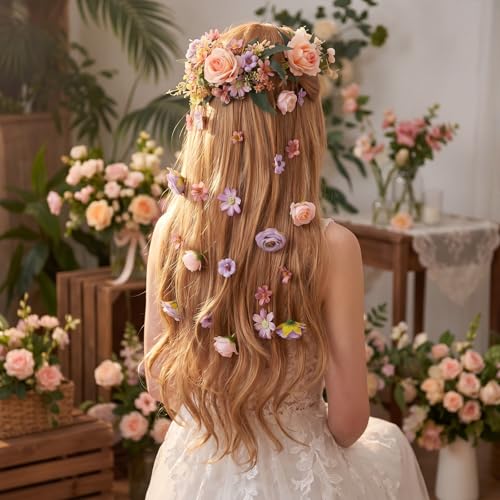 Elegance Bridal Hair Vine Artificial Flower Bridal Headpiece Wedding Hair Accessories Long Vine Wedding Head Piece Accessories - style: Elegance