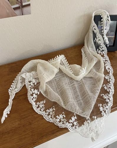 Huachi White Bandanas Head Scarf Headband for Women’s Hair - Lace Hair Scarf Bandana Headband - Cute Stylish Head Kerchief Summer Accessories - color: White