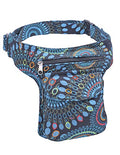 The Collection Royal Handmade Festival Waistpack Boho Hippie Waist Bag Hip Bum Running Belt Fanny Pack Travel Utility Belt (Blk+Blu) - color: Blk+Blu