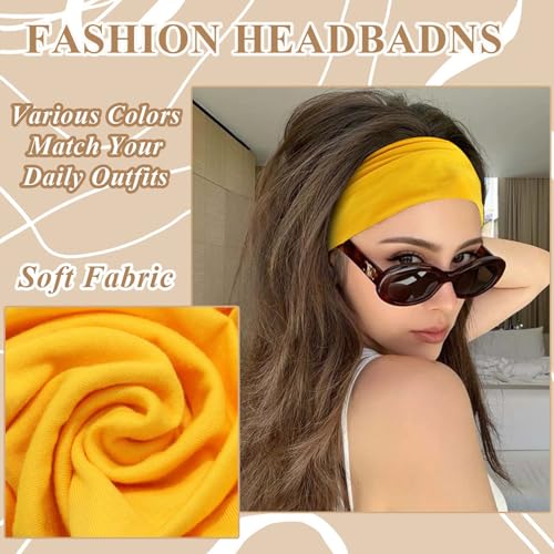 Head Bands For Women's Hair Band Wide Headband Red Yellow Khaki Head Wraps Non Slip Turban Knotted Sweatband Stretchy Headband For Women Girls Fashion Hair Accessories 3 Pcs - color: Style 151
