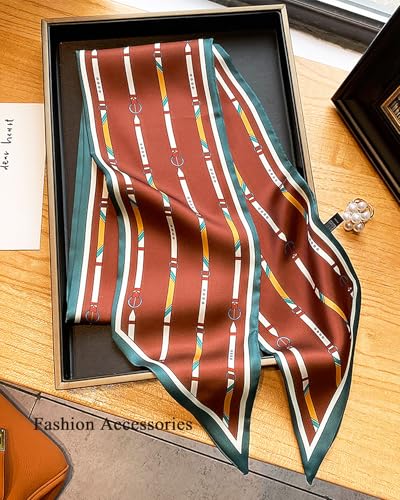 Purse Scarf For Handbags Head Scarves For Women's Hair Bags Scarfs Long Skinny Scarves Fashion Silky - color: A24-color of Jujube
