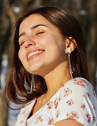 Long Dangle Earrings for Women – Elegant Dainty Tassel 18K Gold Plated Earrings for Womens in Prom Lightweight and Hypoallergenic Dangling Gold Earings for Women and Teens - color: Idylle Silver