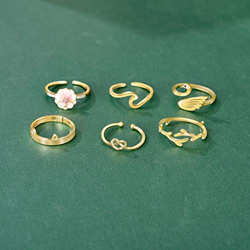 TAMHOO 20 Pcs Adjustable Rings Set for Women - Finger Rings Pack Stackable Rings for Teens- Cute Rings for Teen Girls -in Gold and Silver Tone - color: #1-gold tone