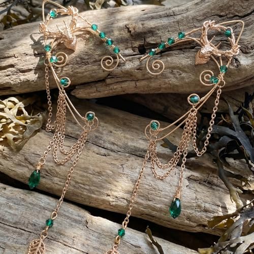 FRESHME Fairy Elf Ear Cuffs - Renaissance Costume Renfaire Non Pierced Elven Ear Climber Cosplay Medieval Fantasy Accessories - color: Gold