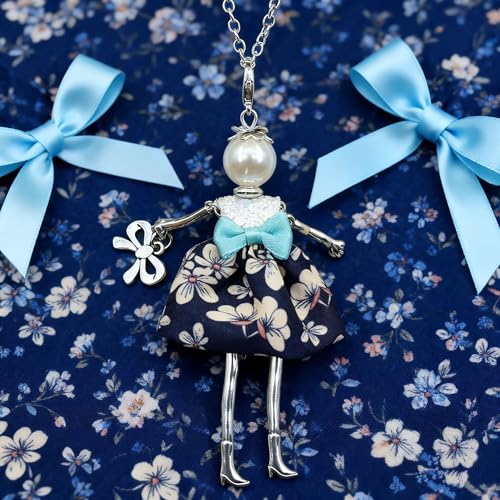 Crystal Paris Doll Necklace for Women, Handmade Cute Dress Long Chain Pendant Necklace Prom Costume Jewelry - style: 22