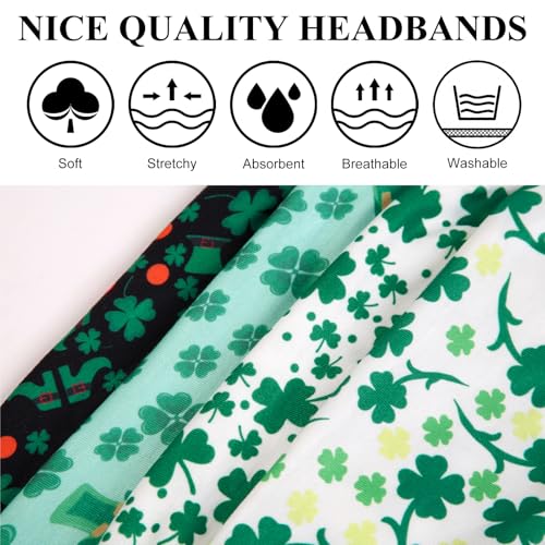 Huachi 4 Packs St. Patrick Headbands for Women Wide Knotted Green Shamrock Head Bands for Women's Hair, Trendy St Patricks Day Headband Party Decoration Hair Accessories for Women Gifts - color: St. Patrick Headband