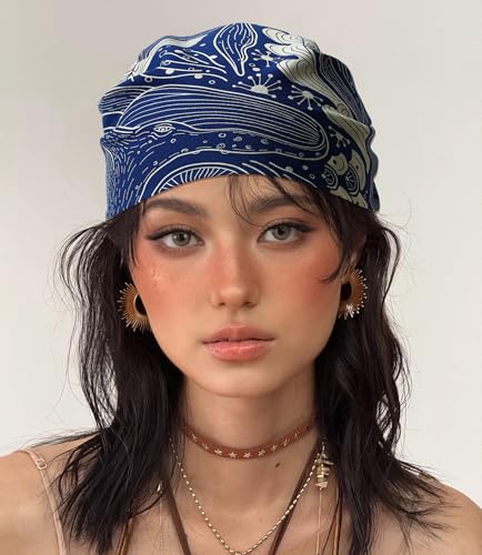 21"x21" Soft Cotton Bandana for Men and Women Unisex Head Wrap Scarf Headband Face Mask for Outdoor - color: Qm2-whale Song