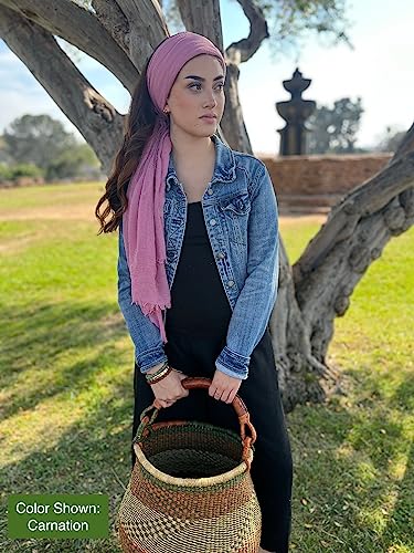 Humble Hilo Womens Woven Bohemian Style Gauze Scarf,Shawl, Head Wrap Fringed Edge Lightweight, Long Folds Small - color: Dusty Pink
