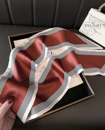 Head Scarf Purse Handle Neck Satin Hair Scarfs For Bag Lightweight Silky Long Thin Women's Fashion Scarves 59 * 5.9” - color: H18-red Black Dot(59*5.9inch)