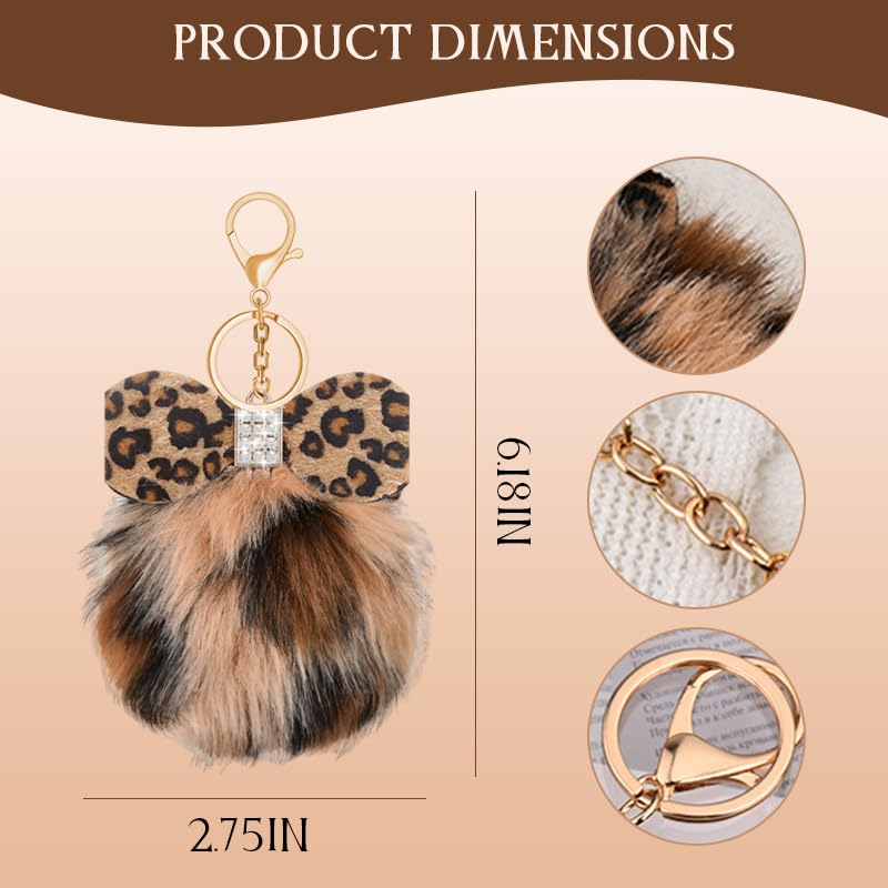 Leopard Faux Fur Keychain for Purse Charms for Handbags Leopard Plush Key Chain for Car Keys - color: Color 5