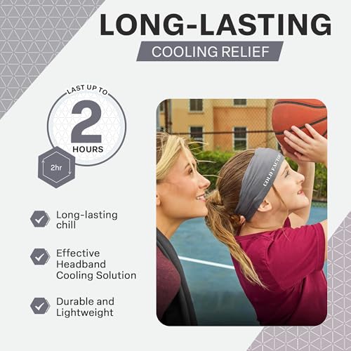 COLD FACTOR Cooling Headband for Women and Men – UPF 50+ Advanced Evaporative Comfort, Instant Cooling Sweatband for Outdoor Sports, Fitness, Yoga, Hiking, Running, and Workout - color: Gray