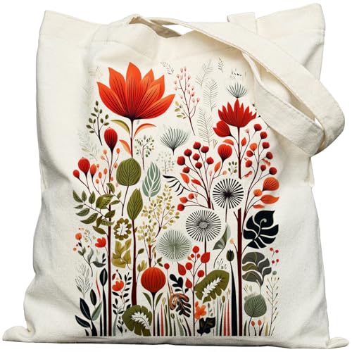METALPHA Aesthetic Tote Bag for Women Girls - Resuable Double-Sided Printed Canvas Tote Bag with Snap Closure and Pocket - color: Richblooms