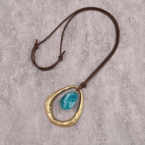 Leather Necklace for Women Vintage Boho Necklaces Black Cord Choker With Pendant Casual Chunky Leather Necklace Trendy - style: Chunky Boho Long Necklace