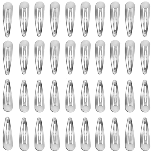 40pcs 2 inch Silver Hair Clips Hair Barrettes Metal Snap Hair Clips Accessories For Women(silver) - color: Silver