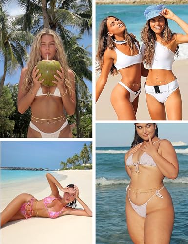 Waist Chain for Women 14K Gold Plated Waist Beads Belly Chain Dainty Layered Body Chain Belt Beach Jewelry for Women Sexy Waterproof Non Tarnish Adjustable Summer Jewelry Accessories - style: beaded