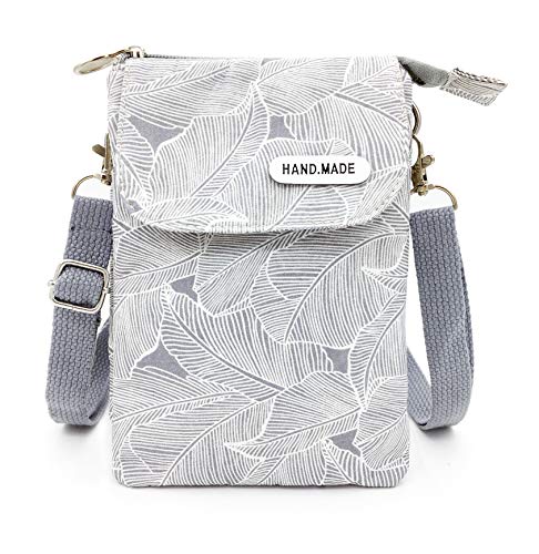 Roomy Cell Phone Purse Wallet Canvas Small Crossbody Purse Bags with Shoulder Strap For Women teen girlsl | Roomy - color: Gray