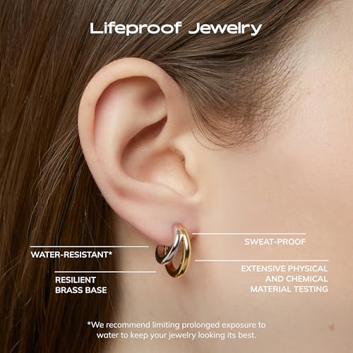 Ana Luisa Double Hoop Earrings for Women - 14K Gold Plated & Silver Rhodium Huggie Hoops - Hypoallergenic, Water-Resistant, Tarnish-Free, Small, Dainty & Trendy Two Hoop Earring Styles for Daily Wear - color: Two Tone, size: Small