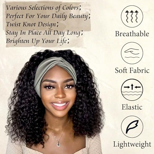 4 Pack Bandana Headbands for Women Large Turban Head Wraps Wide Headband Knotted Criss Cross Head Band Scarf Cute Hairband Workout Hair Wrap Turban Headband for Women’s Hair - color: Style 113