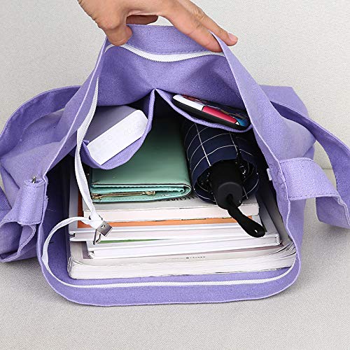 Covelin Women's Retro Large Size Canvas Shoulder Bag Hobo Crossbody Handbag Casual Tote - color: Light Purple