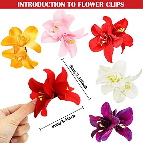 Hawaiian Artificial Flower Hair Clip, Bohemian Flower Hairpin for Seaside Holiday - Plumeria Hairpin Headdress Bobby Pins Headwear for Woman Girl Lady Kids - color: 5 colors