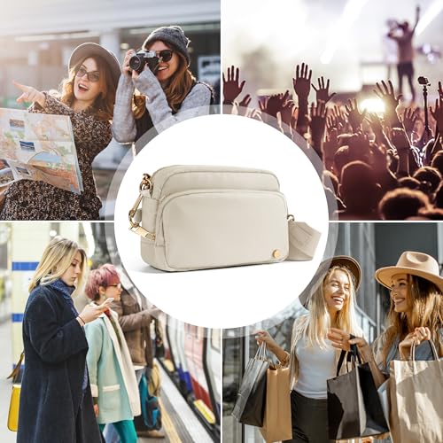 Joryin Anti Theft Crossbody Bag for Women, Slash-resistant RFID Blocking Travel Purses, Small Shoulder Bag Handbag, Nylon - color: Beige