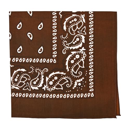Motique Accessories 22 Inch Cotton Paisley Bandana - color: Brown