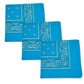 Motique Accessories Set of 3 Paisley Bandanas – 100% Cotton 22 Inch Head Scarf Neck Bandana Face Cover - color: Blue
