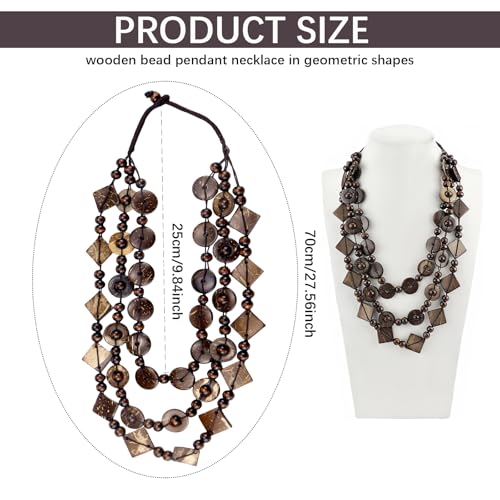 3- Layered Statement Necklace Womens Bohemia Choker Necklaces - color: Brown