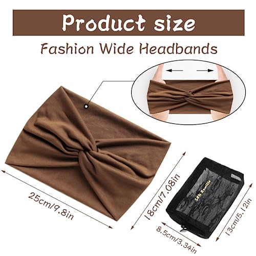 S&N Remille Wide Headbands for Women, Large Hairband, Elastic Non-Slip Headband Twist Knotted Accessories, Yoga Workout Vintage Hair 3 Pack (Colour-8) - color: Colour-8