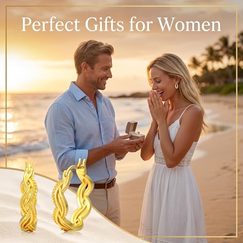 14K Gold Hoop Earrings for Women Hypoallergenic Lightweight Gold Huggie Hoop Earring Jewelry Gift - style: E01-20MM