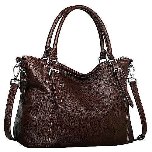 HESHE Genuine Leather Purses and Handbags for Women Tote Shoulder Bag Satchel Purse Top Handle Bags Hobo Crossbody Purse - color: Coffee, size: Medium