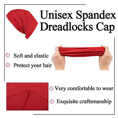Leeven Sleep Shower Cap mens bonnet Long Hair Dread Loc Cap Long Braid Cap Elastic Dreadlock Tube for Men Woman - color: Black, Royal Blue, Red, White