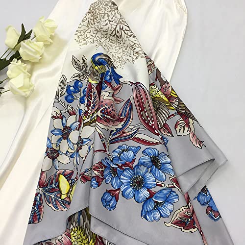 Julunar Silk Like Head Scarf for Women - Satin Large Hair Scarves - 35" Square Silk Hair Wrap for Sleeping with Gift Packed - color: B007-4 Flower White