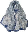 MINIDORA Lightweight Scarves for Women Elegant Floral Pattern Scarf Shawls Sunscreen Head Shawls - color: Style 2-blue