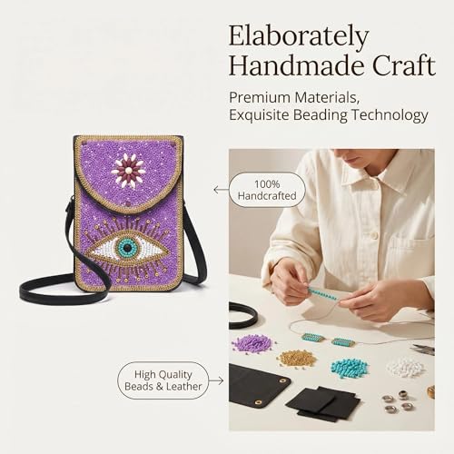 Small Crossbody Bags for Women Designer Cell Phone Bag Boho Shoulder Wallet Purse - color: Purple