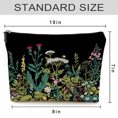 Small Makeup Bag for Purse Cute Canvas Waterproof Cosmetic Bags for Women Zipper Travel Toiletry Pouch-Wildflowers Makeup Bags - color: Wildflowers Makeup Bags