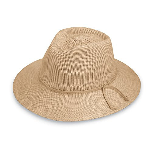 Wallaroo Hat Company Women's Victoria Fedora – UPF 50+ UV Protection, Wide Brim, Packable & Adjustable Sun Hat - color: Tan, size: Medium