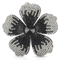 2.9 Inches Created Crystal Hibiscus Hawaiian Flower Hair Clips for Women | Boho Braids Artificial Flower Clips for Hair - color: Black