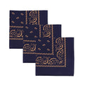 Motique Accessories Set of 3 Paisley Bandanas – 100% Cotton 22 Inch Head Scarf Neck Bandana Face Cover - color: Navy Gold
