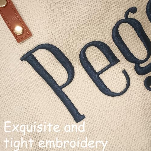 Personalized Embroidered Bridesmaid Tote Bag, Custom Large Women Vaction Travel - color: White